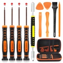 Eeekit 12-In-1 T6 T8 T10 Cross 1.5 Screwdriver Repair Tool Kit Fit for Xbox One/Xbox 360/PS3/PS4 Controller with Pry Tools, Cleaning Brush, EVA Bag