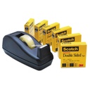 1PACK 3M Scotch® 665 Double-Sided Tape with C40 Dispenser, 1/2" X 900", 6 Clear Rolls