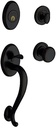 Baldwin 85315.ENTR Logan Single Cylinder Handleset with Classic Interior Knob, Satin Black