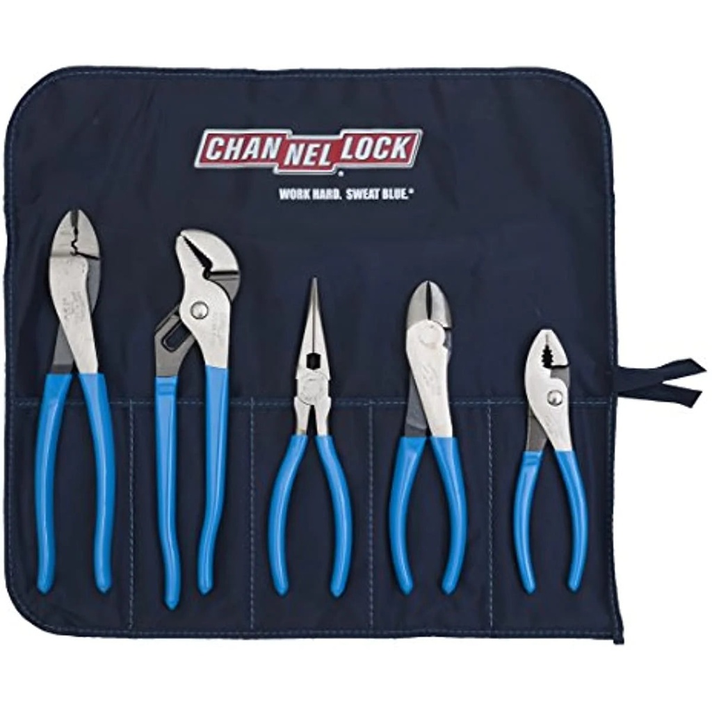 Channellock 5-Piece Plier Set with Tool Roll - Perfect for Technicians