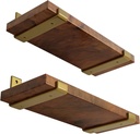 LEOPO 8 Inch Shelf Bracket for DIY Floating Shelf, 1/5 Inch Thick Heavy Duty Bracket, 4 Pack, Golden