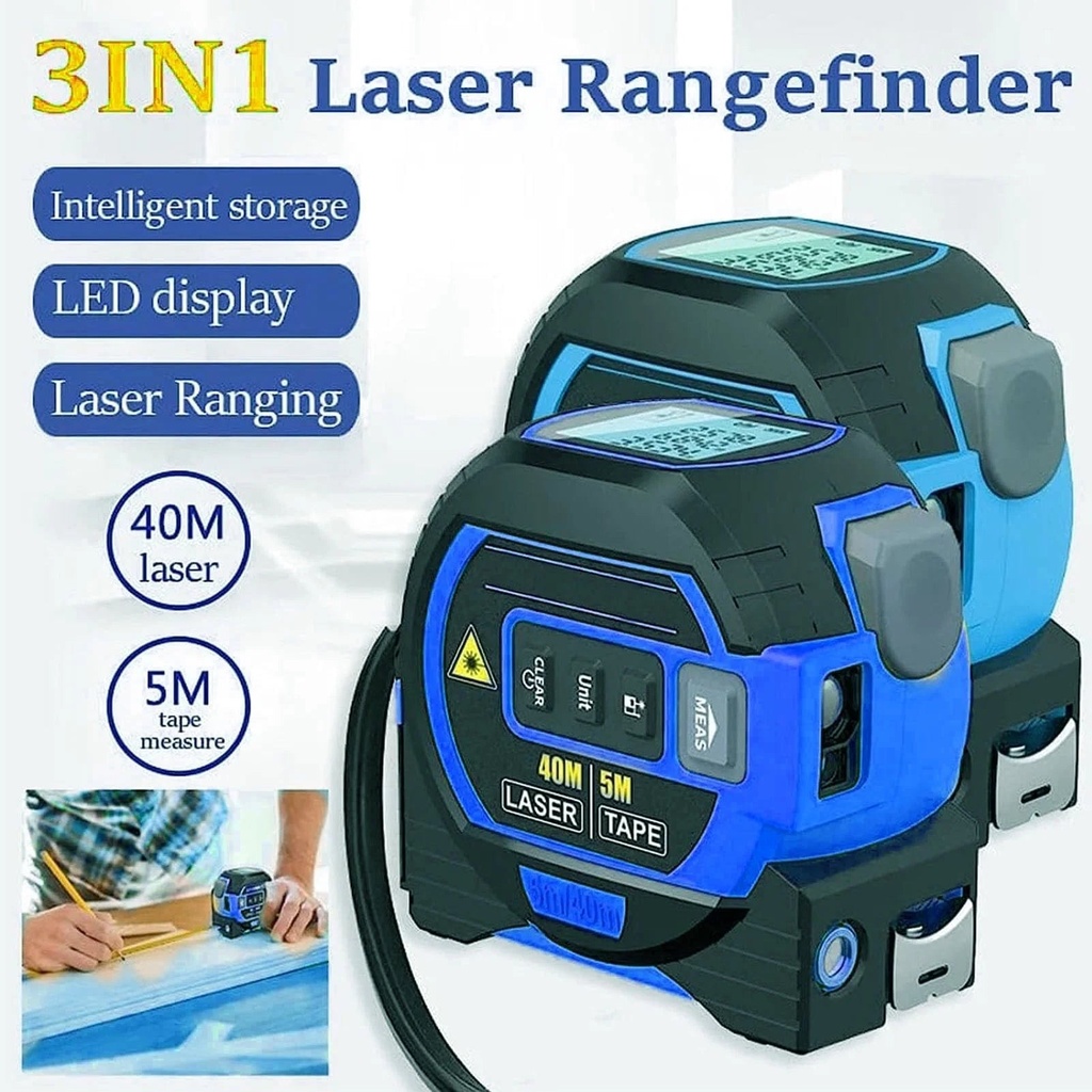 3 in 1 Digital Tape Measure with LCD Display - 130Ft Tool