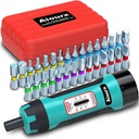 1/4 Inch Drive Torque Screwdriver Wrench Set, 2-22 In.-Lb., 2 In-Lb Increment, 31-Pieces Torque Wrench Bits Set for Maintenance, Tools, Bike Repairing and Mounting Blue-Green