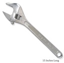 Toolusa 15" Adjustable Wrench | Drop Forged Steel Durability | Smooth Precision Mechanism | Ergonomic Design | Rust-Resistant Chrome Finish