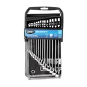 HART 15-Piece MM Combination Wrench Set with Tool Pouch, Chrome Finish, Sizes 8-22 Mm