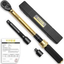 1/2" Drive Torque Wrench Set, 10-160 FT-LB (10-227 Nm) Range, 72-Tooth Precision, with 3/8" Adapter & Extension, Perfect for Car Tire Lug Nut Torquing