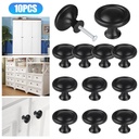 Hxoliqit 10 Pcs Kitchen Cabinet Knobs round Drawer Handles Cabinet Hardware round Knobs with Screws Elegant Black Finish for Bathroom Cabinets Dresser Home Decor Daily Tools Stainless Product