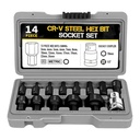 ROZYARD 1/2-Inch Drive Impact Socket Set, 14 Pieces,Hexagon Drive Bits 1/2 Inch Socket Set Allen Key Bit in Case 3-24Mm