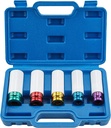 5 Piece Set 1/2 Inch Drive Deep Impact Socket, Non-Marring Impact Lug Nut Socket with Protective Sleeves, CR-MO