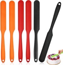 Cake Cream Spatulas,6 Pcs 9.5 in Silicone Jar Spatula,Heat Resistant Silicone Baking Scrapers,Flexible Non Stick Mixing Icing Butter Spatulas with Long Handle for Cooking Kitchen Baking Tool
