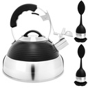 Pykal Whistling Tea Kettle with Icool Handle and 2 Free Infusers Stainless Steel Teapot, Red