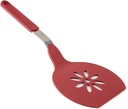 Homi Styles Jumbo Nylon Kitchen Pancake Spatula | Wide Non-Stick Slotted Blade with Floral Cut-Out Design - Great for Pancake Flipper, and Egg Turner | 15 X 6.5 Inches (Red)