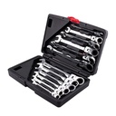Walfront 12Pcs Metric Flexible Ratchet Wrench Spanners Set, Chrome Vanadium Steel SAE/MM Combination Standard Kit, 8-19Mm