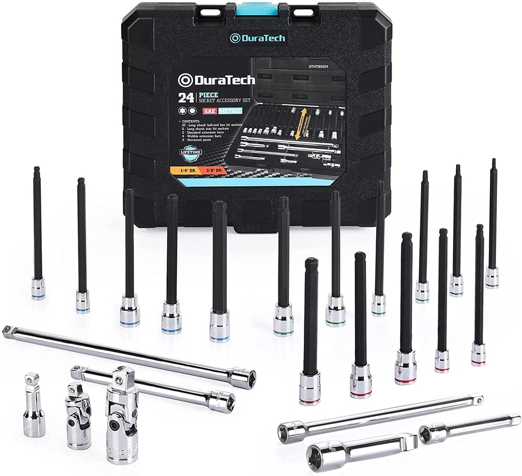 DURATECH 24-Piece Extra Long Bit Socket Set - Durable & Reliable