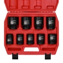 CASOMAN 1-Inch Drive Spindle Axle Nut Impact Socket Set, Shallow, 1" to 2", 9PCS Impact Large Socket Set, 6-Point, SAE, CR-MO