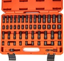 NEIKO 02436A 1/4 Drive Impact Socket Set 50 Piece Metric & Standard, Deep & Shallow Chrome Vanadium Steel 3/8” to 1/4” Reducer Hex Shank Adapter, 1/4 Socket Set Metric and Standard, Deep Socket Set