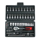 46Pcs 1/4" Metric Socket Set Torx Ratchet Driver Screwdriver Bit Wrench Tool Kit
