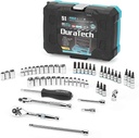 DURATECH 1/4" Socket Set, 51 Piece Tool Set Including Standard(Sae) and Metric Sockets,Bit Sockets,Ratchet and Universal Joint