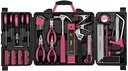 Apollo Tools DT0204P 71 Piece Household Tool Kit with Most Reached for Hand Tools in Storage Case Pink Ribbon