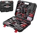 EXCITED WORK 198 Pcs Hand Tool Set, Mechanic Tools Kit with Plastic Storage Case Wrench Screwdriver Saw for Home Maintenance ＆ Automotive Repair