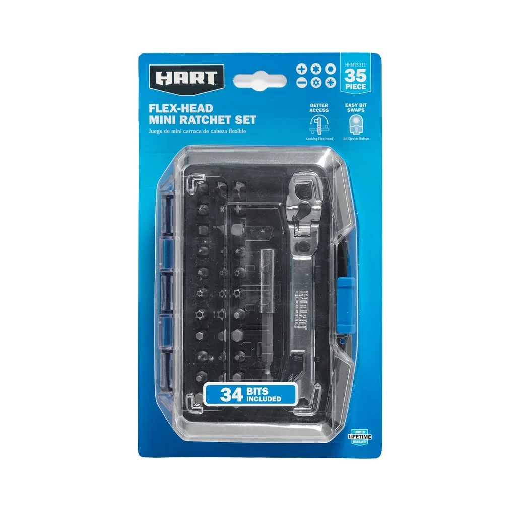 HART Flex-Head Mini Ratchet Set - 35-Piece Toolset