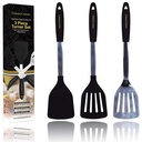 Culinary Couture Silicone Spatula Turner Set Stainless Steel Cooking Utensils Black
