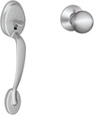 SCHLAGE Scht9|#Schlage FE285 PLY 626 ORB Plymouth Trim Lower Half Front Entry Handleset with Orbit Knob, Satin Chrome