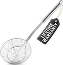 Zulay Kitchen 15.4 Inch Stainless Steel Strainer - Spiral Wire Mesh Skimmer Spoon Ladle with Long Handle - Reinforced Double Coil Slotted Spoons for Cooking and Frying