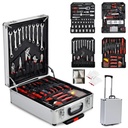 Mechanic Tool Set Box,799Pcs Aluminum Home Tool Kits for Mechanic, Aluminum Trolley Case with 2 Free Pairs,Silver