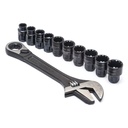 Crescent CPTAW8 11 Pc. Pass-Thru X6 Black Oxide Adjustable Wrench and Spline Socket Set