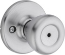 Kwikset Tylo Interior Privacy Door Knob with Lock, Door Handle for Bathroom and Bedroom, Satin Chrome Keyless Turn Lock Doorknob