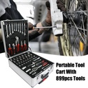 899Pcs Aluminum Trolley Case Tool Set Silver, House Repair Kit Set, Household Hand Tool Set, with Tool Belt,Gift on Father'S Day