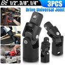 ZGBY 3Pcs Impact Universal Joint Socket Swivel Set 1/4" 3/8" 1/2" Drive Sockets Tool