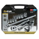 Pro-Grade 19404 0.5 In. Drive SAE Socket Set in Case - 16 Piece