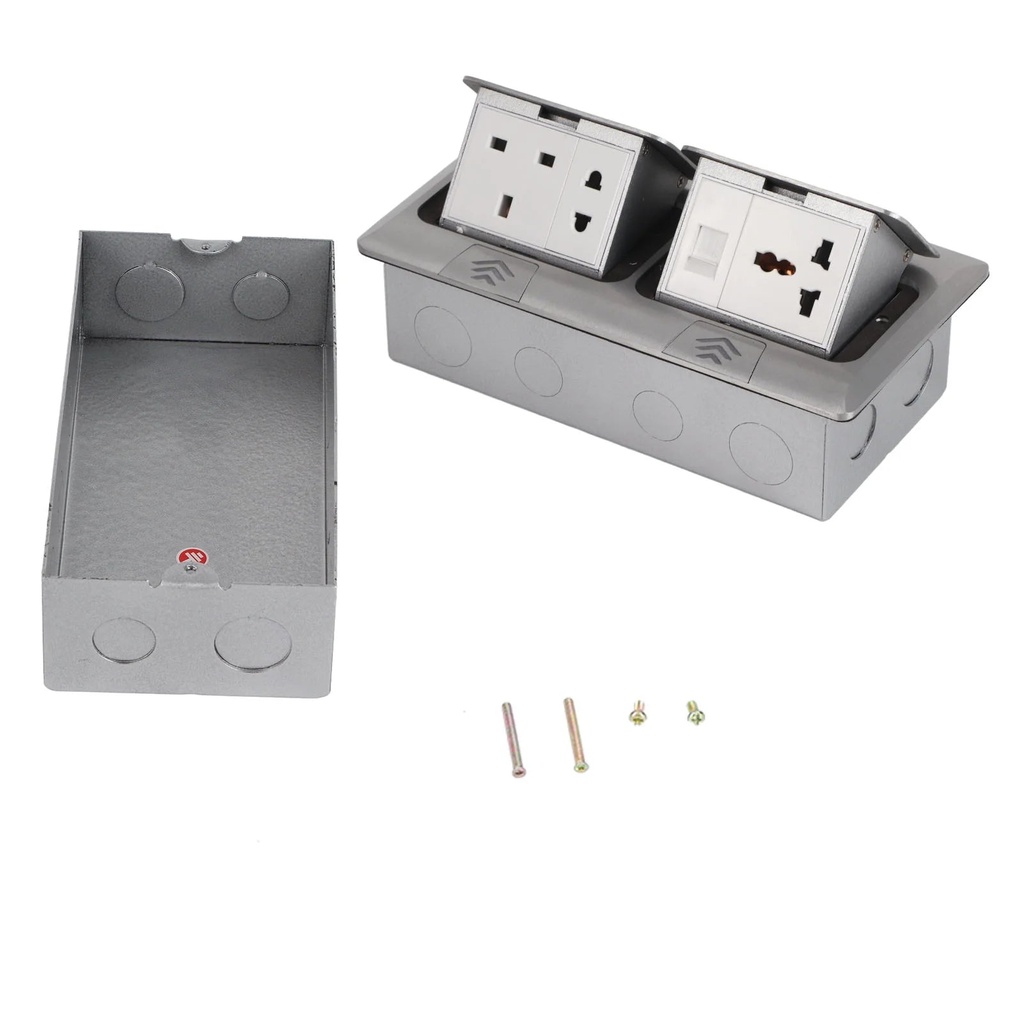 Multifunction Floor Pop Up Outlet - Silver Aluminum Alloy UK