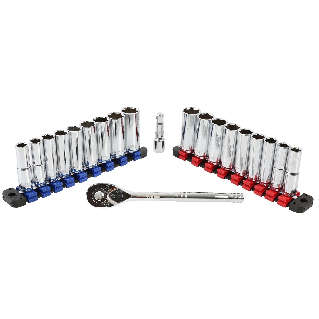 Hyper Tough 22-Piece Ratchet and Socket Set – SAE & Metric