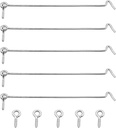 Waziaqoc 10 Inch Hook and Eye Latch (5PCS), Heavy Duty Iron Barn Door Lock Privacy Lock Screw Fixing Type Latch for Sliding Door Barn Door Gate Window Cabin - Silver