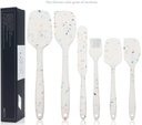 Silicone Spatula Set,Yixing, Heat Resistant Spatulas Set for Baking Cooking and Mixing Kitchen Utensils Seamless,6 Piece,Gray