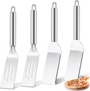 4 Pcs Metal Spatula 10 X 2 Inch Stainless Steel Small Spatula Mini Spatula Brownie Spatula Serving Spatula Slotted Solid Blade Cookie Spatula with Handle for Cutting Desserts Approx. 10 X 2 Inch