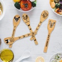 NSXXKJ 5 Pcs/Set of Bamboo Spatulas, Rooster Pattern Decor, Bamboo Cooking, Work for Cooking, Gifts, Decoration