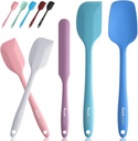 Wanbasion 5 Piece Silicone Spatula Set Heat Resistant, Colorful Rubber Baking Spatula Set, Kitchen Spatula Set Dishwasher Safe for Nonstick Cookware Cooking Mixing Multicolor1