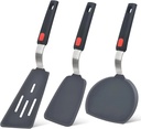 Silicone Spatula Turner Set of 3, 600°F Heat Resistant Cooking Spatulas for Nonstick Cookware, Large Flexible Kitchen Utensils BPA Free Rubber Spatula Set for Egg, Pancake, Fish, Burger
