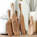 Saient Acacia Wooden Spatula for Cooking Slotted Spurtle Kitchen Utensil Sets Non-Stick Long Shank Matter Mixture Shovel Dinnerware