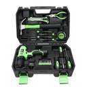 DNA Motoring TOOLS-00018 DNA MOTORING Green 27 Pcs 12V 1300Mah Battery Cordless Drill Combinaton Tool Set Home Hand Repair Kit