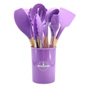 EARKITY Cooking Utensils Set, Silicone Kitchen Utensils Set, Wooden Handles Cooking Tool, 12-Piece Kitchenware Set, Heat Resistant Cooking Gadget Tools for Nonstick Cookware