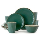 Elama Caribbean Tide 16 Piece round Stoneware Dinnerware Set in Green