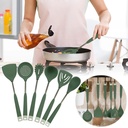 Pompotops 6PCS Kitchen Cooking Utensil Set, Silicone Kitchenware, Common Kitchenware, Food Grade Spoon Spatula Silicone Kitchenware, Non-Stick Kitchenware