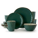 Elama Carribean Tide 16 Piece Luxurious Stoneware Dinnerware with Complete Setting for 4
