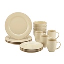 Rachael Ray 16-Piece Cucina Stoneware/Ceramic Dinnerware Set, Almond Cream