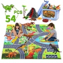 Yoyfun Dinosaur Toys Play Set for Kids, 54PCS Dinosaur Toys with Play Mat & Storage Box, Educational Dinosaur Toys for Boys Girls 3-6 Years